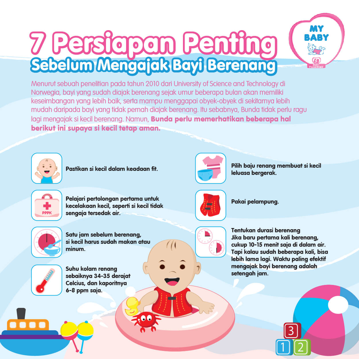 7 Persiapan Penting Sebelum Mengajak Bayi Berenang 