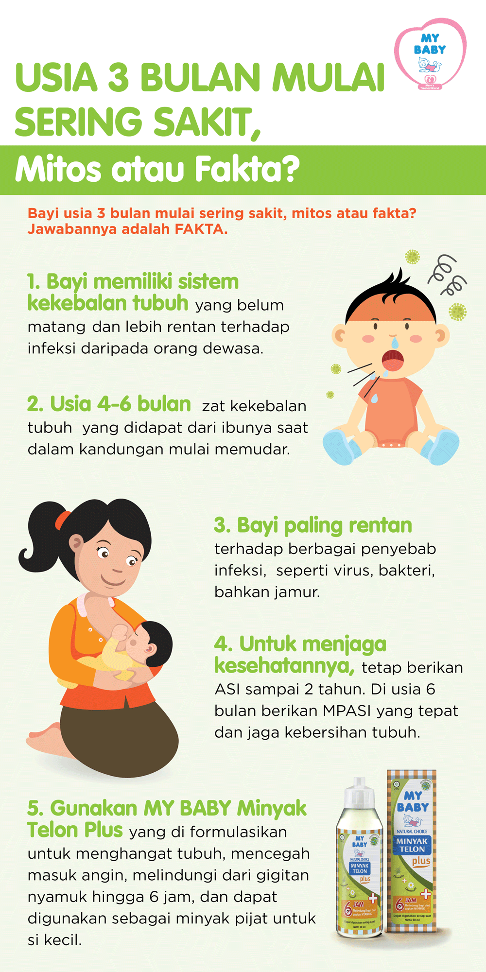 Usia 3 Bulan Mulai Sering Sakit, Mitos atau Fakta
